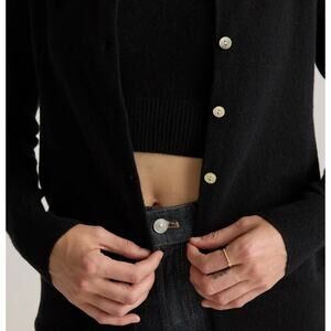 Quince NEW Black Mongolian Cashmere Cardigan Sweater, Small